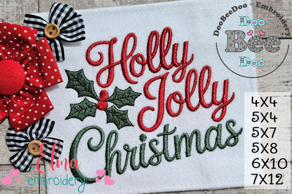 Holly Jolly Sparkle – Satin Stitch – Machine Embroidery Design