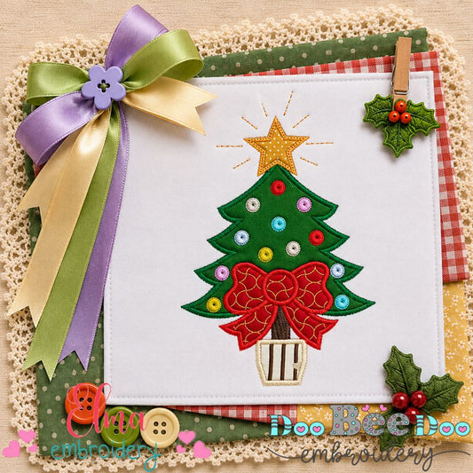 Twinkling Christmas Tree - Appliqué - Machine Embroidery Design