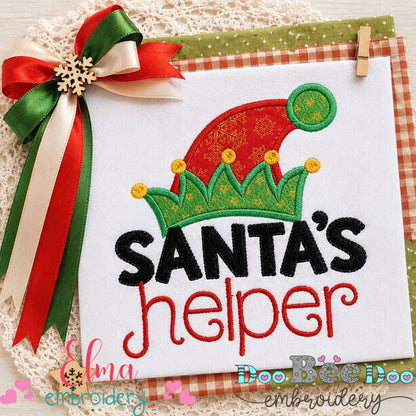 Santa’s Helper Elf Hat – Appliqué – Machine Embroidery Design