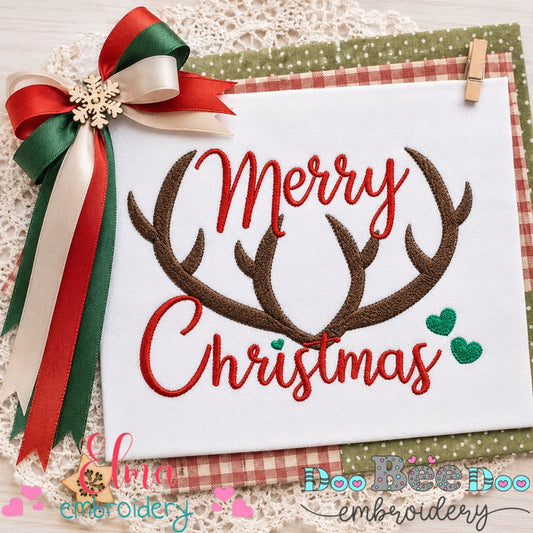 Merry Christmas Antlers – Fill Stitch – Machine Embroidery Design