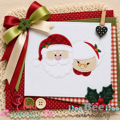Santa & Mrs. Claus - Appliqué - Machine Embroidery Design