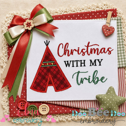 Christmas Tribe Teepee - Appliqué - Machine Embroidery Design