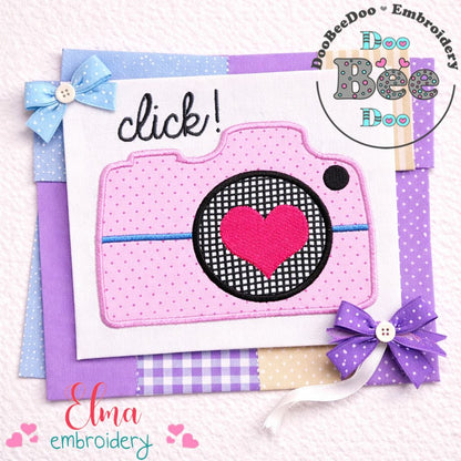 Click Camera with Heart – Appliqué – Machine Embroidery Design
