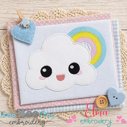 Happy Cloud Rainbow - Appliqué - Machine Embroidery Design