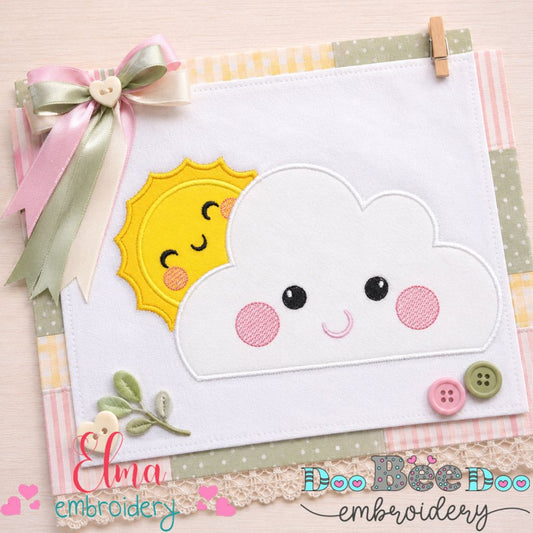 Sweet Sunshine and Cloud - Appliqué - Machine Embroidery Design