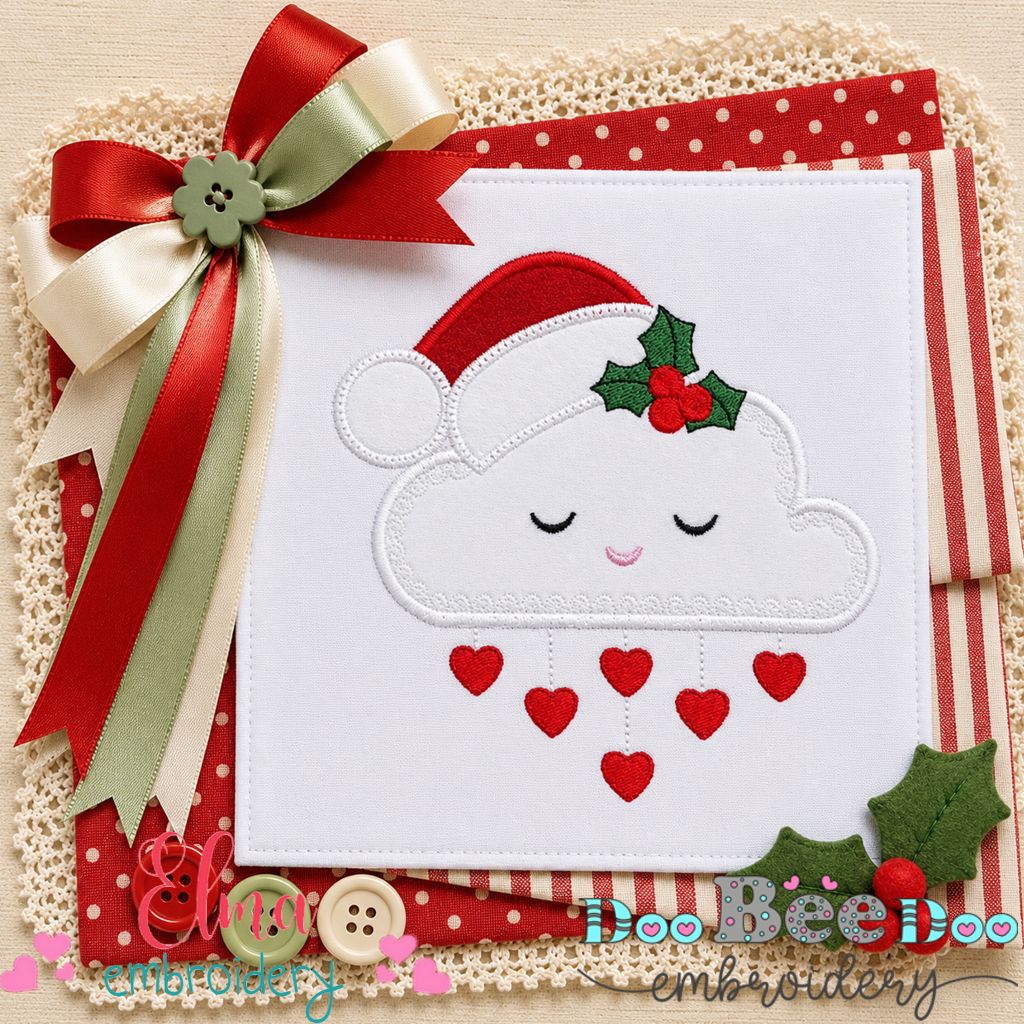 Cozy Christmas Cloud - Appliqué - Machine Embroidery Design