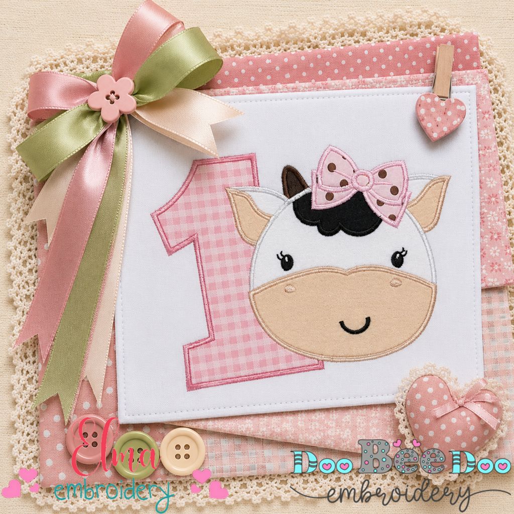 Sweet Cow Number One - Applique - Machine Embroidery Design