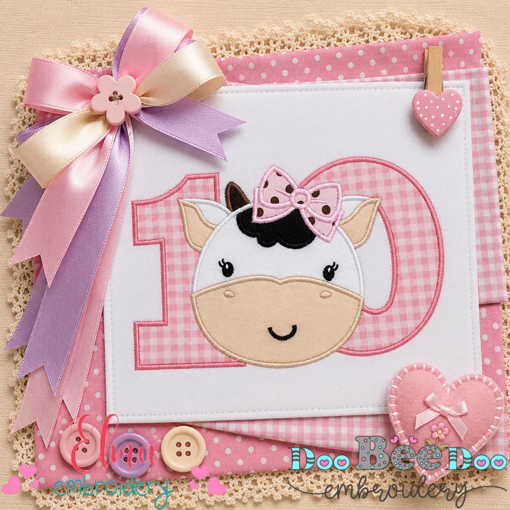 Sweet Cow Number Ten - Applique - Machine Embroidery Design
