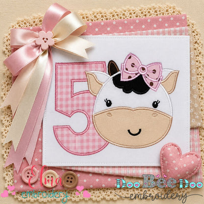 Sweet Cow Number Five - Applique - Machine Embroidery Design