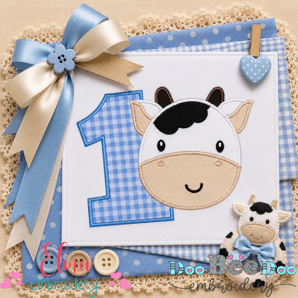 Sweet Cow Number One - Applique - Machine Embroidery Design