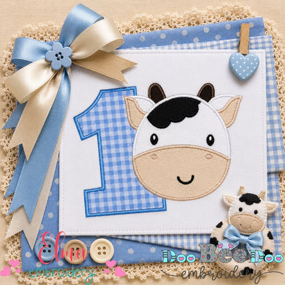 Sweet Cow Number One - Applique - Machine Embroidery Design