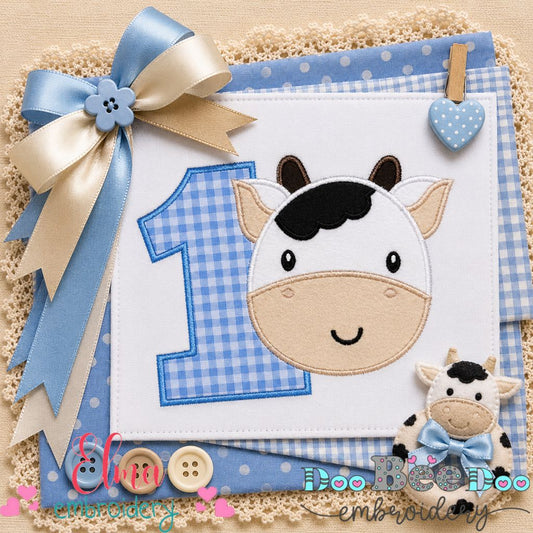 Sweet Cow Number One - Applique - Machine Embroidery Design