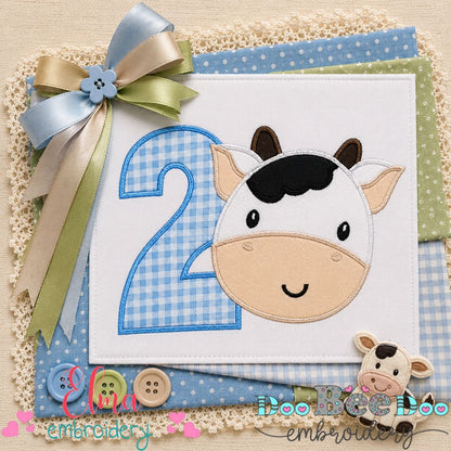Farmyard Number Two Cow - Appliqué - Machine Embroidery Design
