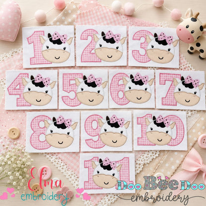 Cow Girl Numbers Collection - Applique - Machine Embroidery Design