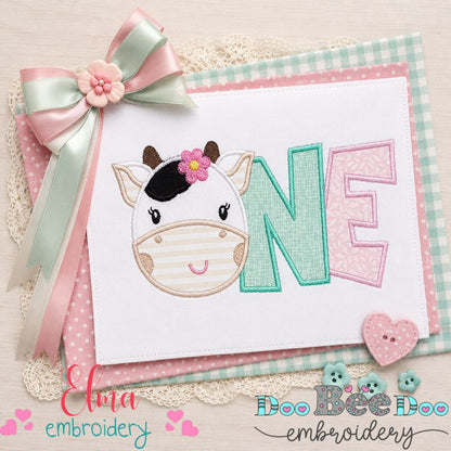 Sweet Cow First Birthday - Applique - Machine Embroidery Design