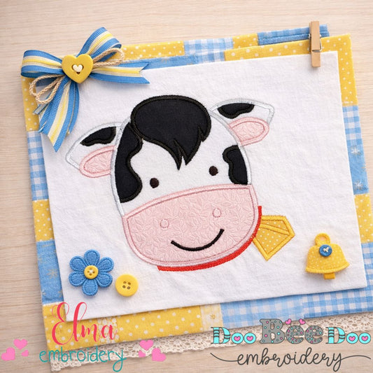 Sweet Cow Face – Appliqué – Machine Embroidery Design