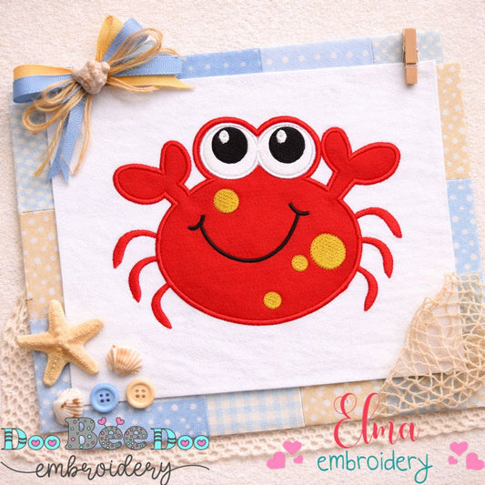 Cute Happy Crab - Appliqué - Machine Embroidery Design