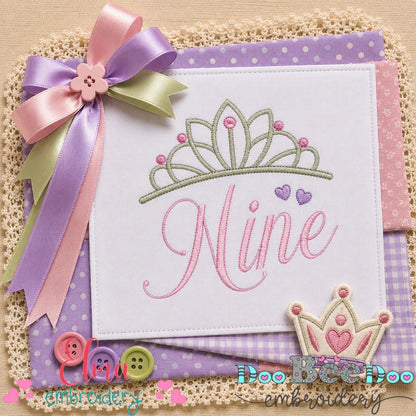 Princess Birthday Nine - Satin Stitch - Machine Embroidery Design