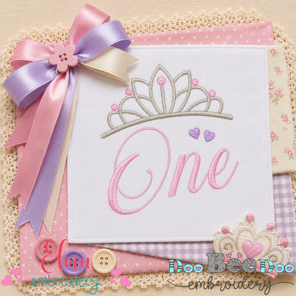 Princess Birthday One - Satin Stitch - Machine Embroidery Design