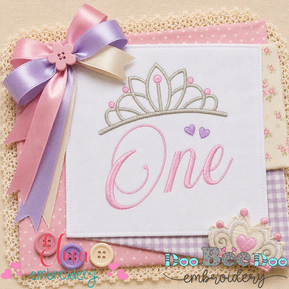 Princess Birthday One - Satin Stitch - Machine Embroidery Design