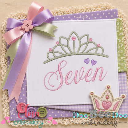 Princess Birthday Seven - Satin Stitch - Machine Embroidery Design