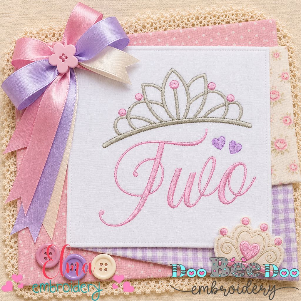 Princess Birthday One - Satin Stitch - Machine Embroidery Design