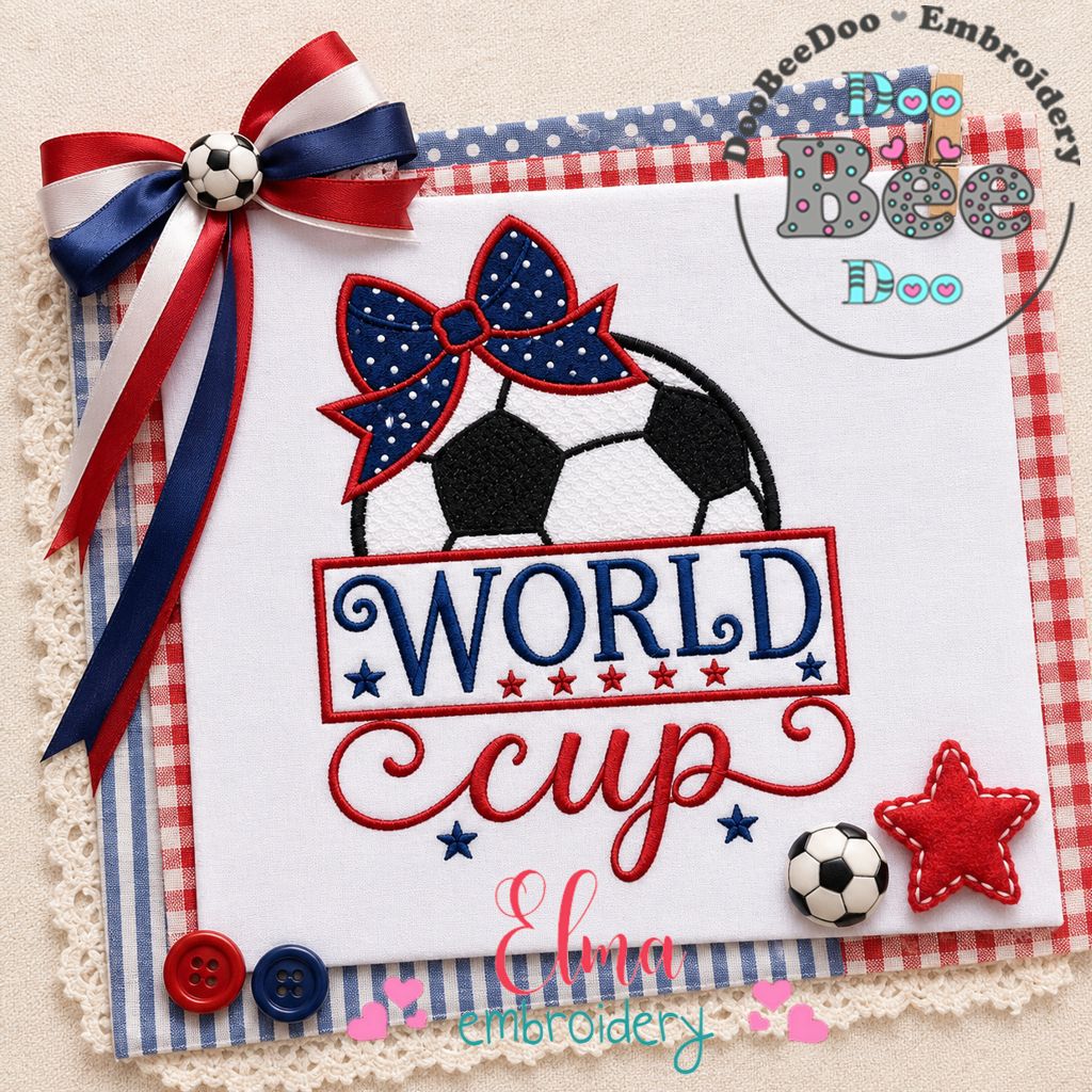 Patriotic World Cup - Appliqué - Machine Embroidery Design