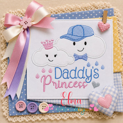 Daddy's Princess Cloud - Appliqué - Machine Embroidery Design