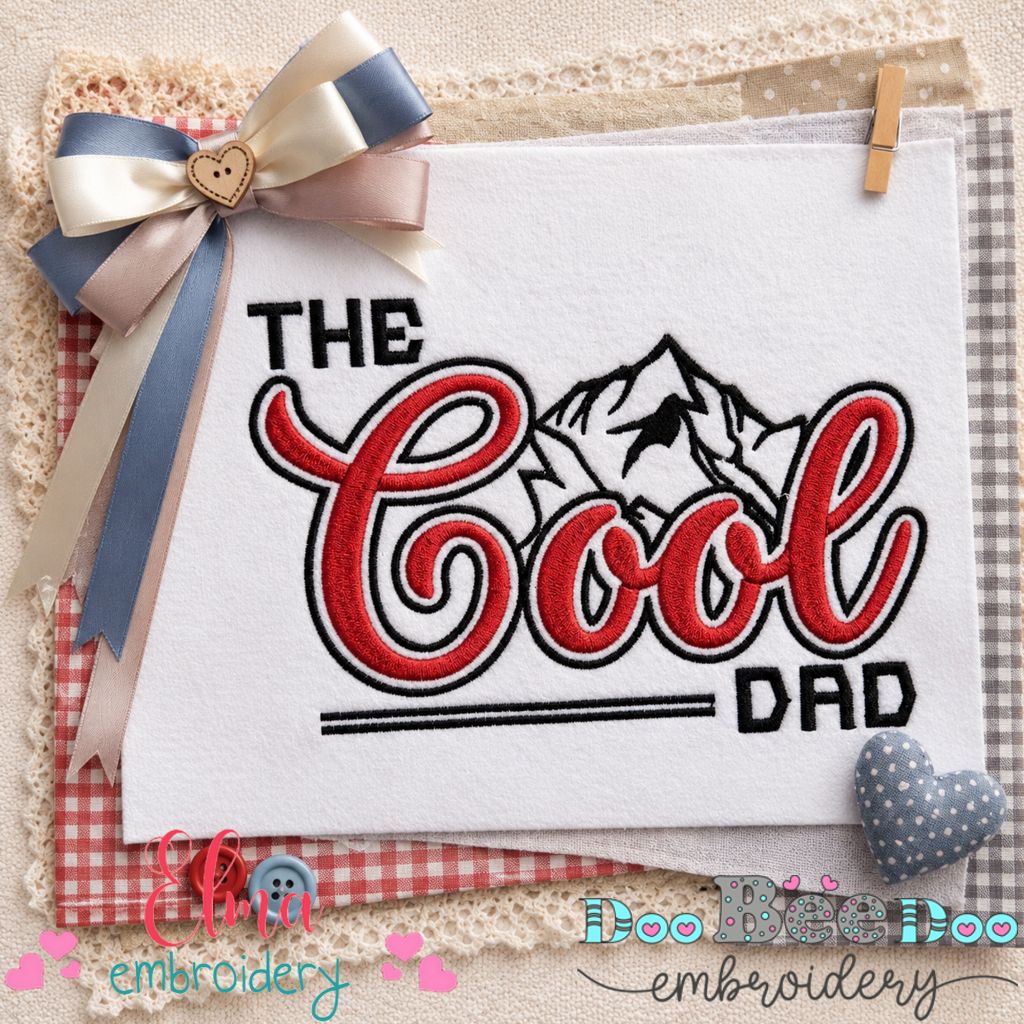 Cool Dad Mountain - Satin Stitch - Machine Embroidery Design