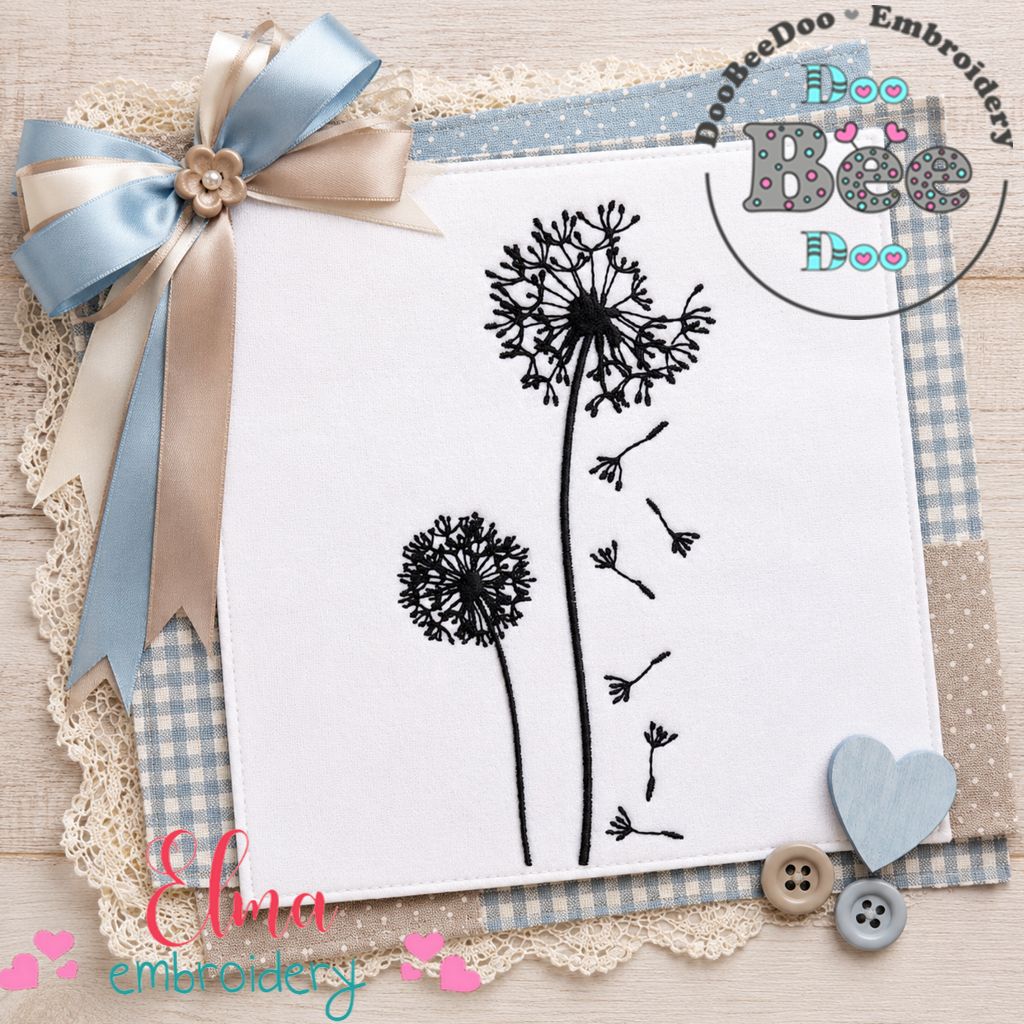 Delicate Dandelion Breeze – Satin Stitch – Machine Embroidery Design