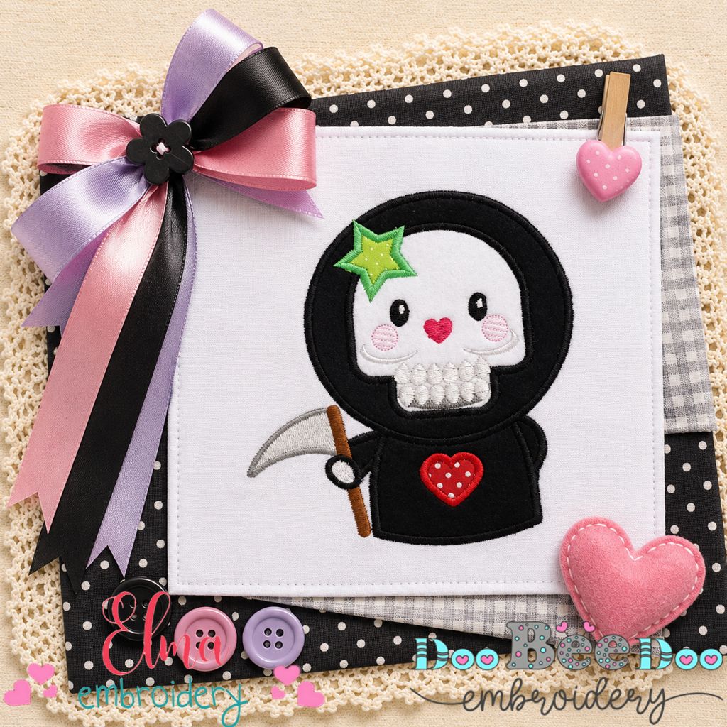 Sweet Grim Reaper Girl - Appliqué - Machine Embroidery Design