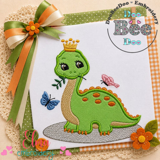 Baby Princess Dinosaur - Applique – Machine Embroidery Design