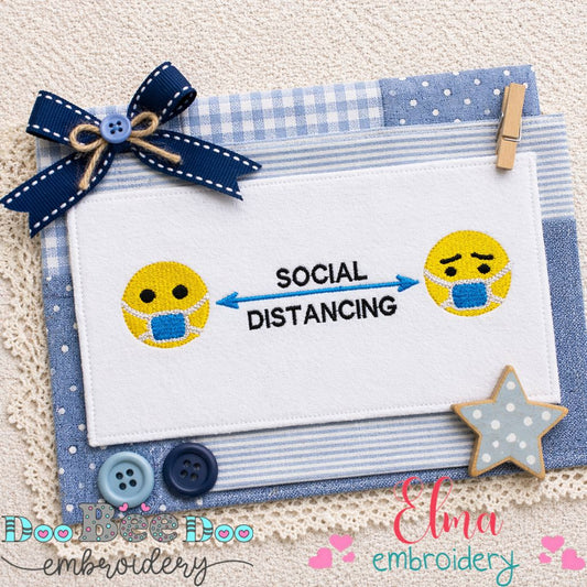 Social Distancing Emoji Design - Fill Stitch - Machine Embroidery Design