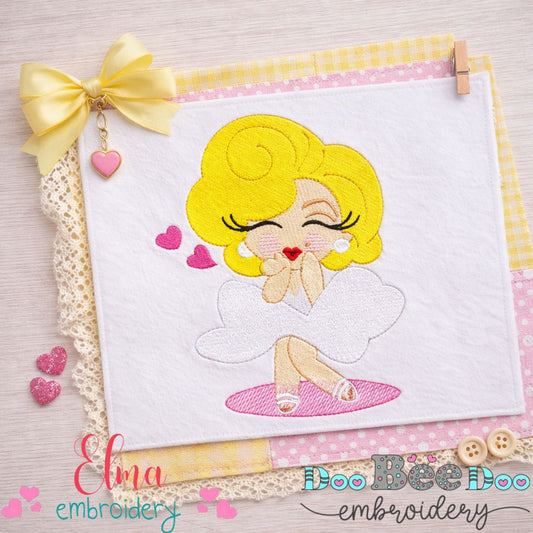 Cute Blonde Glam Girl - Fill Stitch - Machine Embroidery Design
