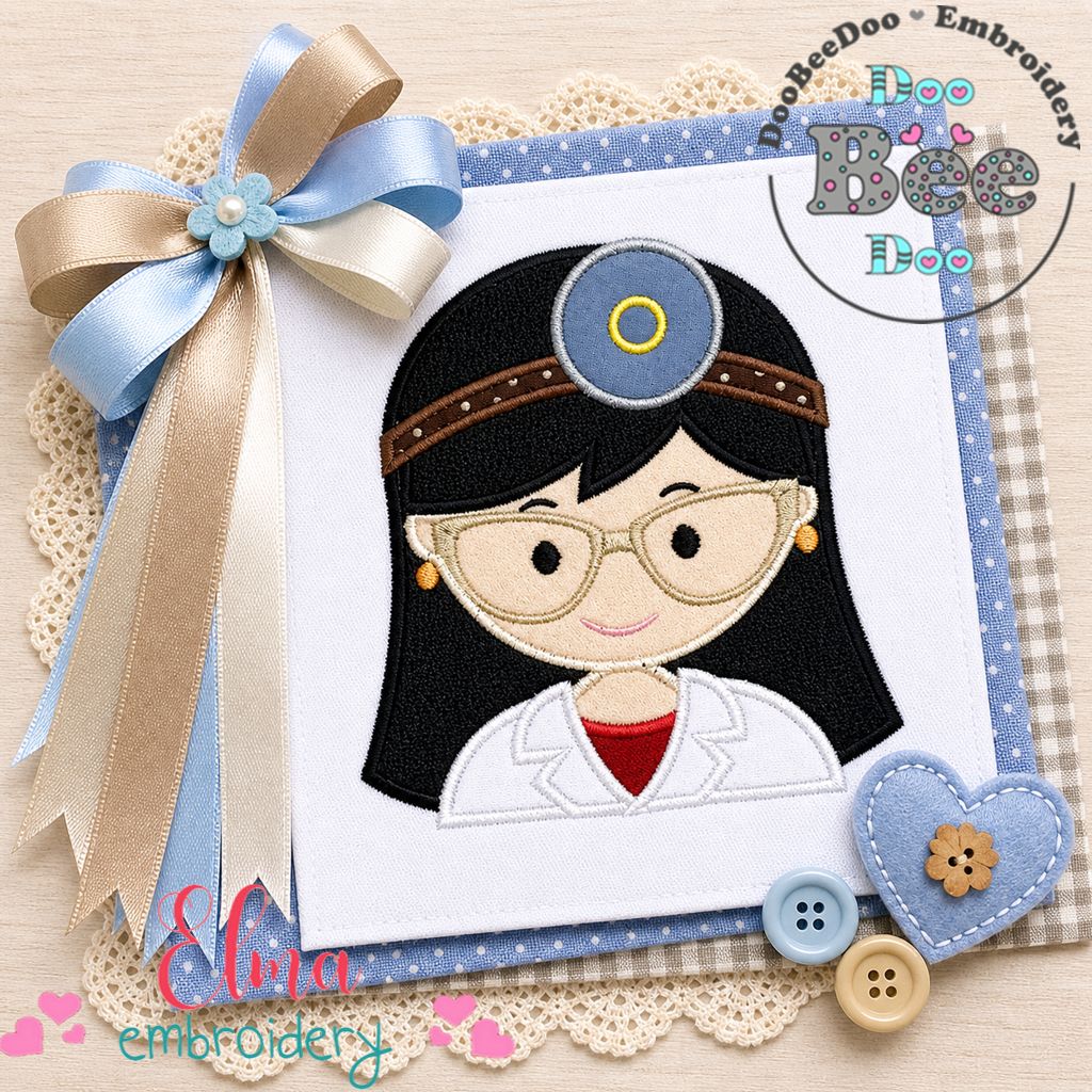 Cute Lady Doctor Girl – Appliqué – Machine Embroidery Design