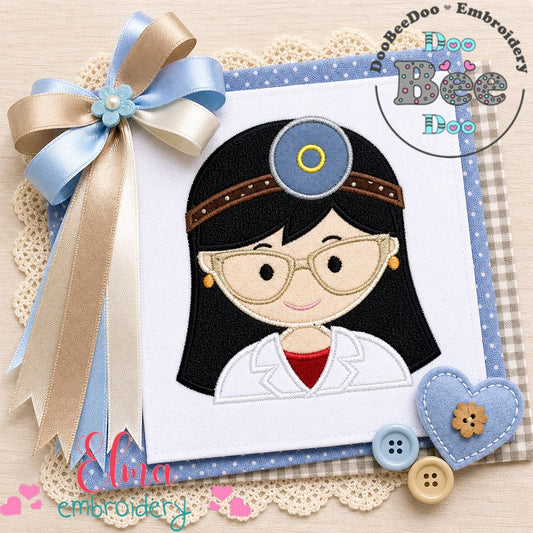 Cute Lady Doctor Girl – Appliqué – Machine Embroidery Design