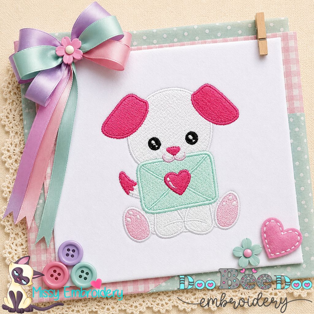 Love Letter Puppy - Fill Stitch – Machine Embroidery Design