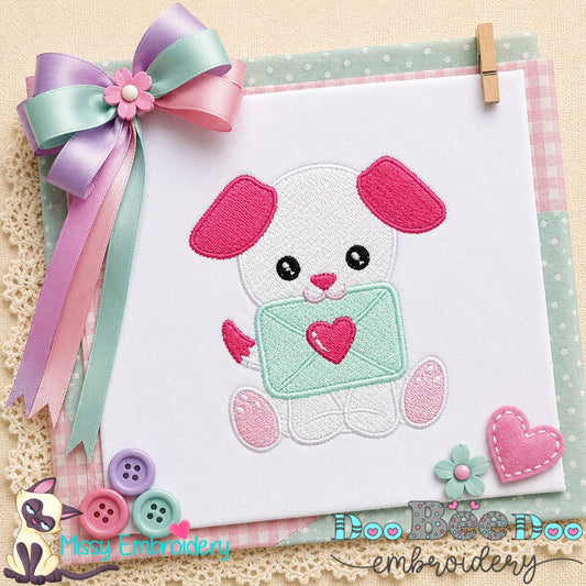 Love Letter Puppy - Fill Stitch – Machine Embroidery Design