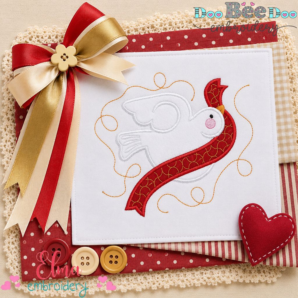 Peaceful Christmas Dove - Appliqué - Machine Embroidery Design