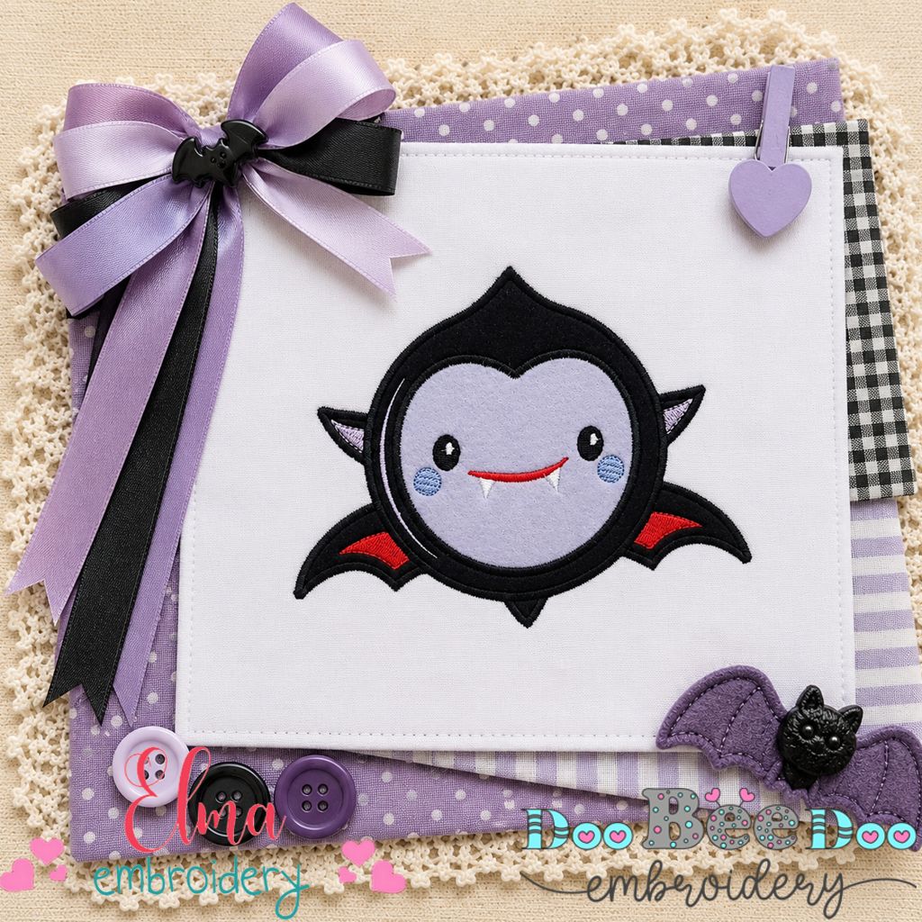 Cute Dracula Boy - Appliqué - Machine Embroidery Design