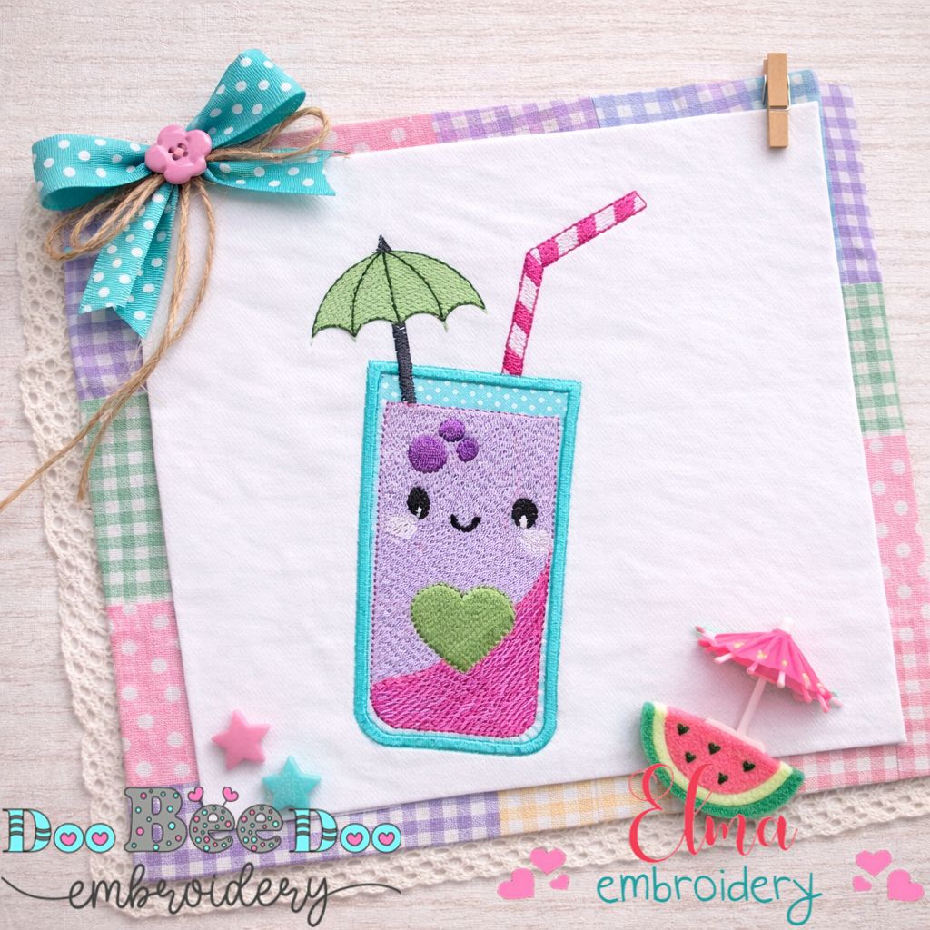 Kawaii Tropical Drink - Appliqué – Machine Embroidery Design