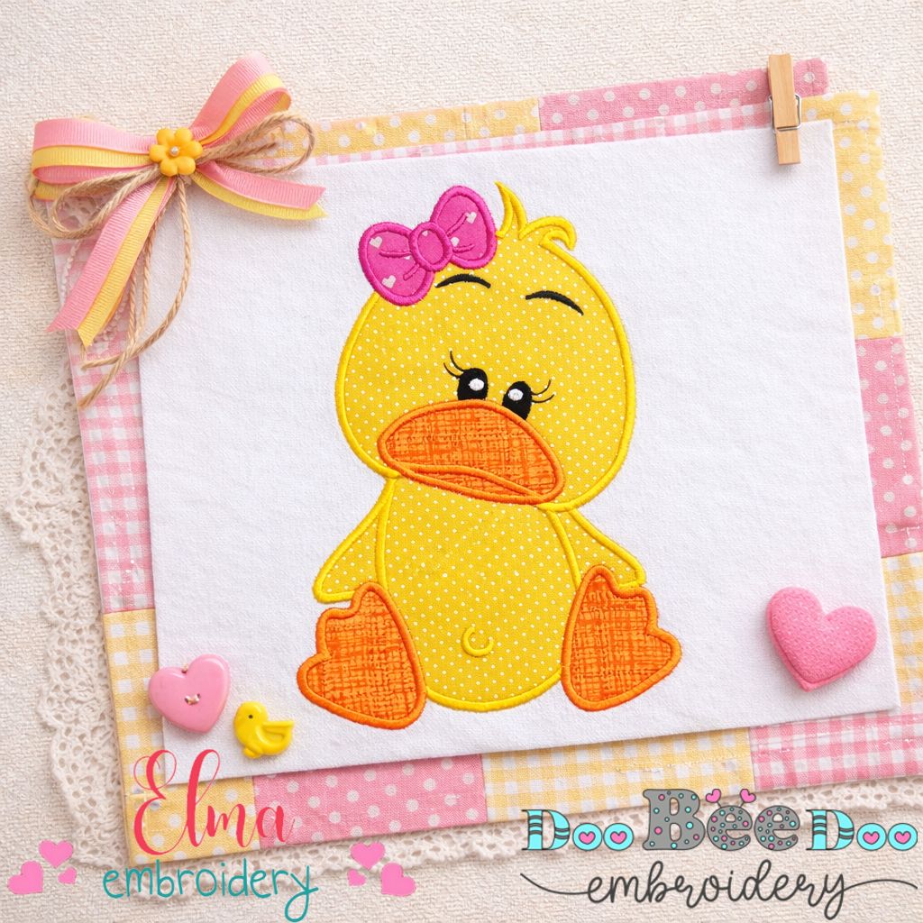 Sweet Little Duck Girl - Appliqué - Machine Embroidery Design
