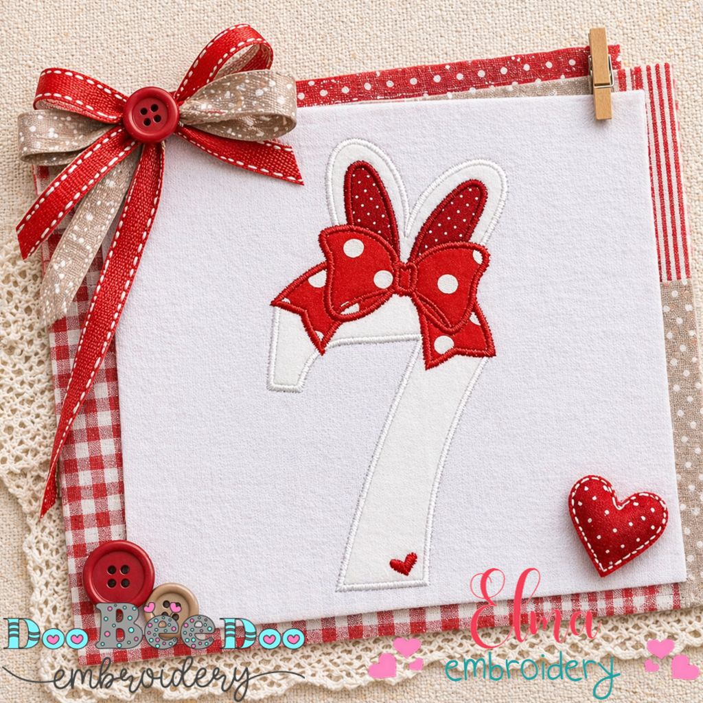 Sweet Bunny Number Seven – Appliqué – Machine Embroidery Design