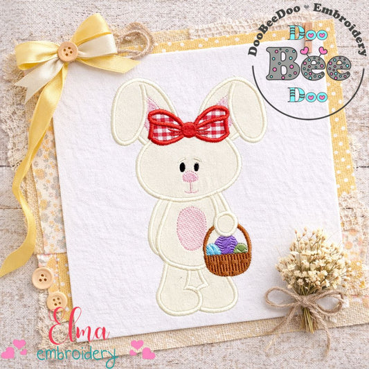 Easter Bunny with Basket – Appliqué – Machine Embroidery Design