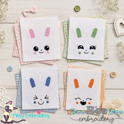 Cute Easter Bunny Faces Collection – Fill Stitch – Machine Embroidery Design