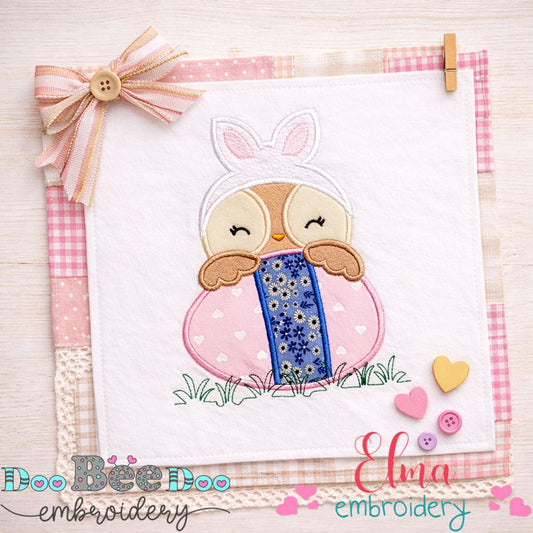 Easter Bunny Owl Girl - Appliqué - Machine Embroidery Design
