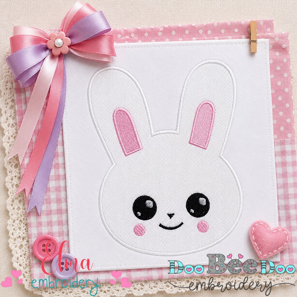 Smiling Easter Bunny Face - Fill Stitch – Machine Embroidery Design