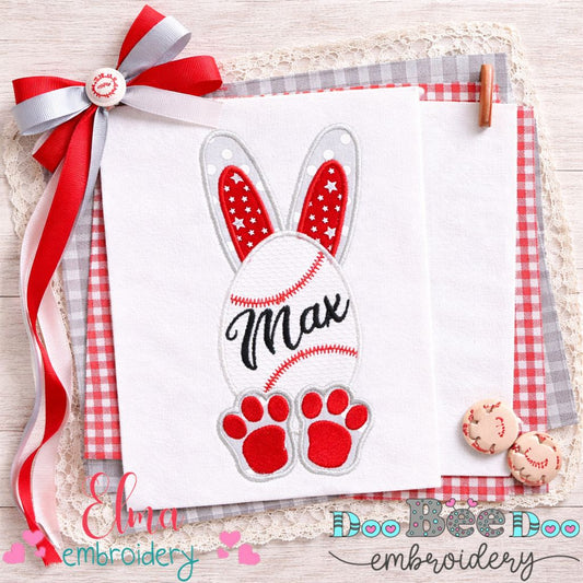 Baseball Bunny Monogram - Appliqué – Machine Embroidery Design