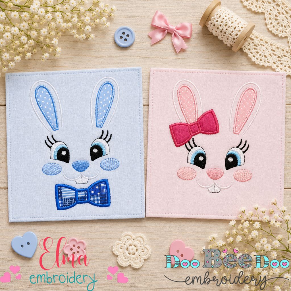 Bunny Faces Collection – Applique – Machine Embroidery Design