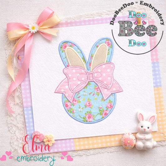 Bunny Ears with Bow – Appliqué – Machine Embroidery Design